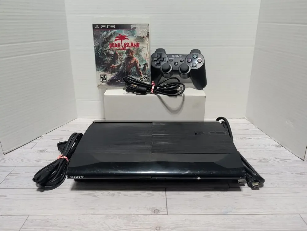 Sony PlayStation 3 Super PS3 Slim w/ Controller Charger HDMI & Game CECH4001B